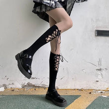 Load image into Gallery viewer, &#39;Purely&#39; Lolita Cross strap mid-tube socks AlielNosirrah
