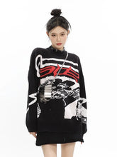 Load image into Gallery viewer, &#39;Race&#39; Oversized Unisex Dark Graffiti Sweater AlielNosirrah
