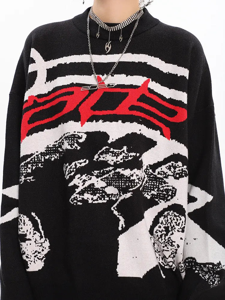 'Race' Oversized Unisex Dark Graffiti Sweater AlielNosirrah