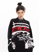 Load image into Gallery viewer, &#39;Race&#39; Oversized Unisex Dark Graffiti Sweater AlielNosirrah
