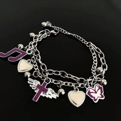 'Raspberry' Egirl Y2K Purple Pendants Bracelet - AlielNosirrah