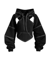 Load image into Gallery viewer, &#39;Raven&#39; Cropped Irregular Cutout Hoodie AlielNosirrah
