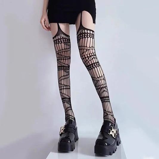 'Raven Dream' Punk Leg Suspender Tights AlielNosirrah