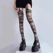 Load image into Gallery viewer, &#39;Raven Dream&#39; Punk Leg Suspender Tights AlielNosirrah
