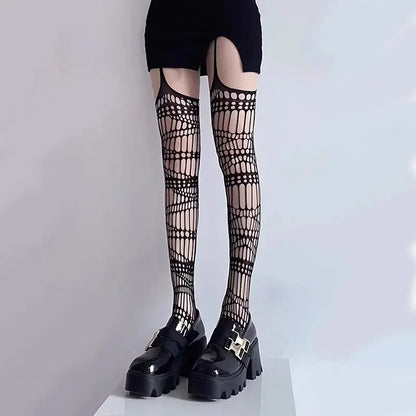 'Raven Dream' Punk Leg Suspender Tights AlielNosirrah