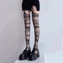 Load image into Gallery viewer, &#39;Raven Dream&#39; Punk Leg Suspender Tights AlielNosirrah

