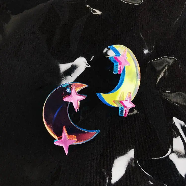 'Reflection' 3d Neon Rainbow Acrylic Earrings AlielNosirrah