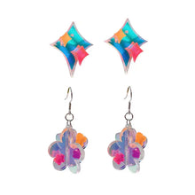 Load image into Gallery viewer, &#39;Reflection&#39; 3d Neon Rainbow Acrylic Earrings AlielNosirrah
