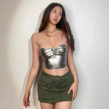 Load image into Gallery viewer, &#39;Robot Gf&#39; Metallic Heart Shape Buckle Strapless Top AlielNosirrah
