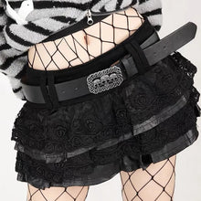 Load image into Gallery viewer, &#39;Rosa&#39; Roses Skull Belt Pu Leather Skirt AlielNosirrah
