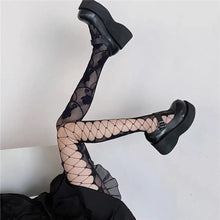 Load image into Gallery viewer, &#39;Rose Bud&#39;   Sided Hollow Out Goth Tights AlielNosirrah
