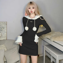 Load image into Gallery viewer, &#39;Sable&#39; Plush Paneled Hooded Dress AlielNosirrah
