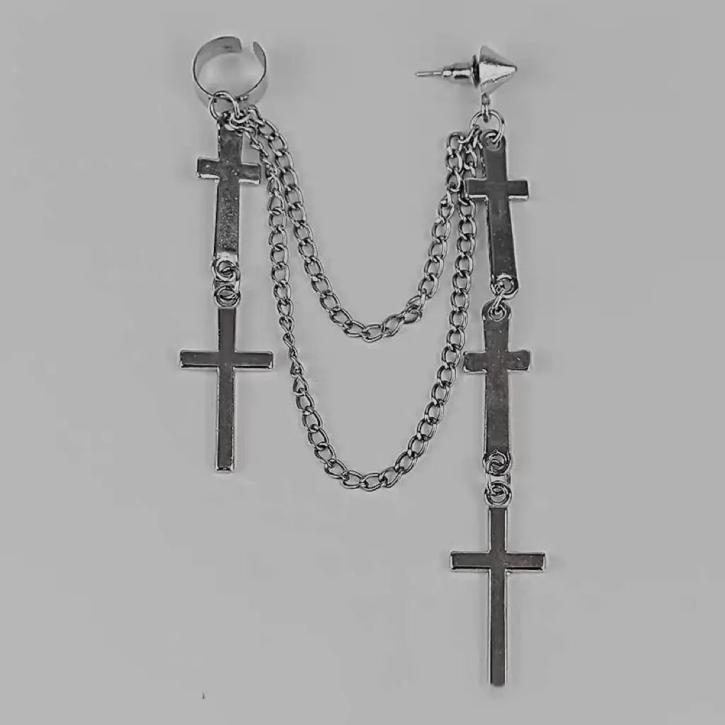 'Sacrifice' Cross Pendants Goth Earring - AlielNosirrah