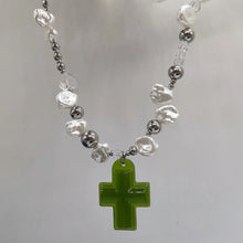 Load image into Gallery viewer, Savior&#39; Cross and Heart Pear Beads Necklace AlielNosirrah
