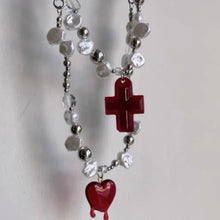 Load image into Gallery viewer, Savior&#39; Cross and Heart Pear Beads Necklace AlielNosirrah
