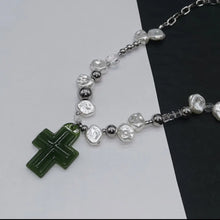 Load image into Gallery viewer, Savior&#39; Cross and Heart Pear Beads Necklace AlielNosirrah
