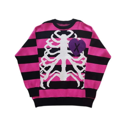 'Secrets' Pink Skeleton Heart Shape Sweater AlielNosirrah