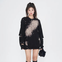 Load image into Gallery viewer, Smoky Eyes&#39; Splashed Grunge Pins Ripped Sweater AlielNosirrah
