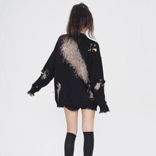 Load image into Gallery viewer, Smoky Eyes&#39; Splashed Grunge Pins Ripped Sweater AlielNosirrah
