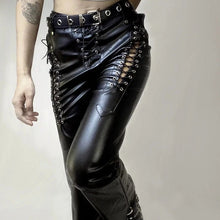 Load image into Gallery viewer, Snake Dance&#39; Lace Up Pu Leather Pants AlielNosirrah
