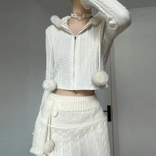 Load image into Gallery viewer, &#39;Snow Flakes&#39; Kawaii  Fluff Ball Skirt AlielNosirrah
