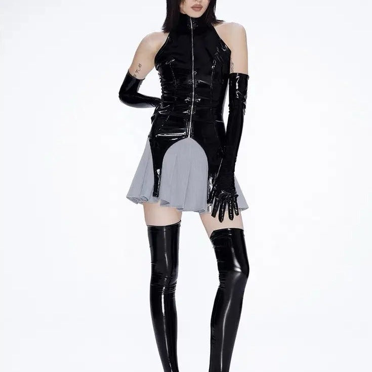 'Spy Doll'  Pu Leather Gloves Tank Top Set AlielNosirrah