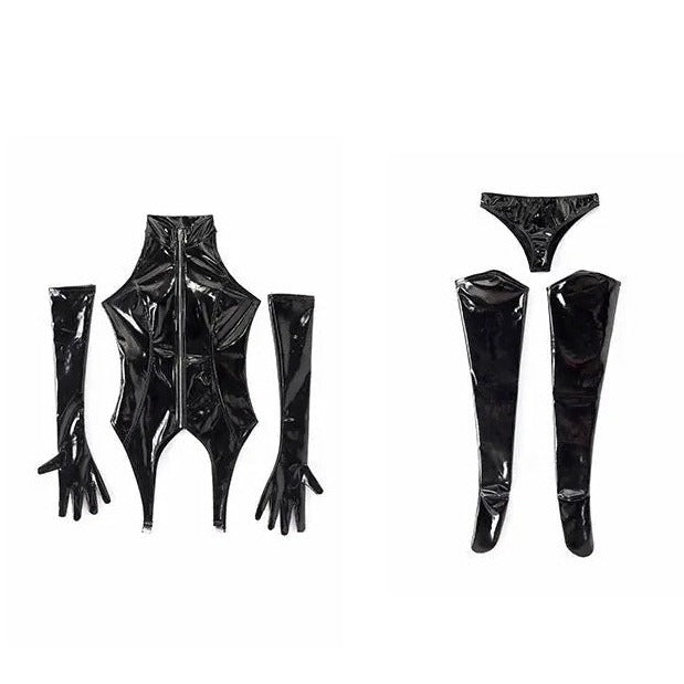 'Spy Doll'  Pu Leather Gloves Tank Top Set AlielNosirrah