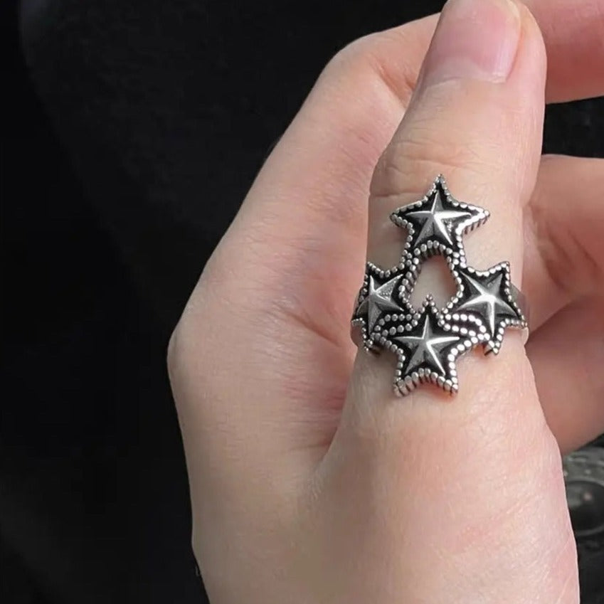 'Starry' Star Shape Grunge Set Rings AlielNosirrah