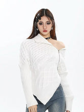 Load image into Gallery viewer, &#39;Stitches&#39; Zip-Up Turtleneck Sweater Top AlielNosirrah
