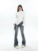 Load image into Gallery viewer, &#39;Stitches&#39; Zip-Up Turtleneck Sweater Top AlielNosirrah
