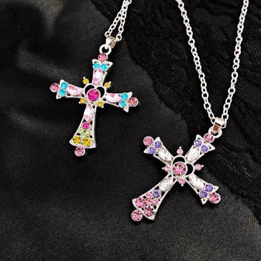 'Sugarcoat' E-girl Colorful Cross Necklace - AlielNosirrah