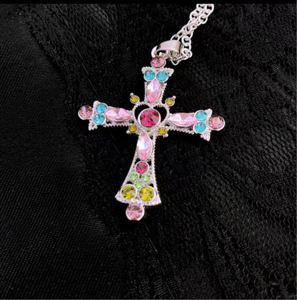 'Sugarcoat' E-girl Colorful Cross Necklace - AlielNosirrah
