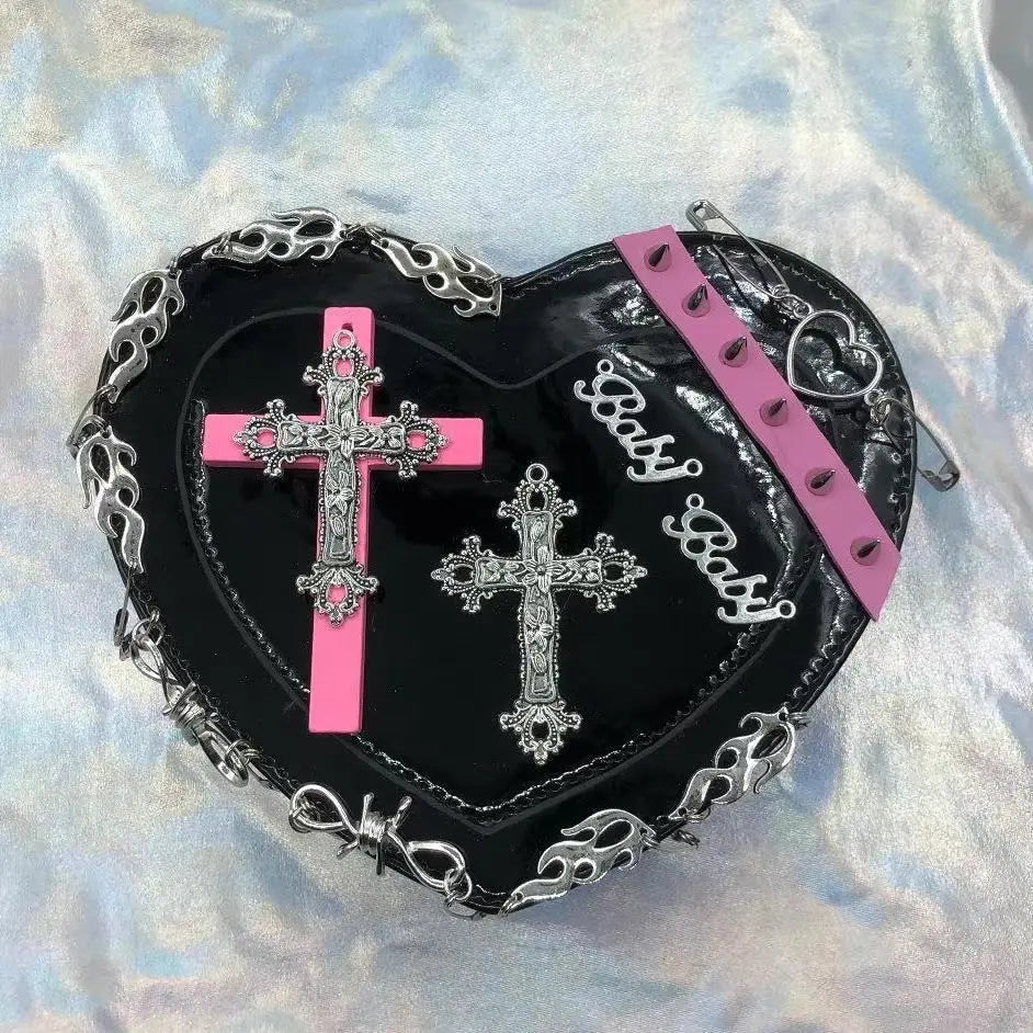 'Sweetest Pies' Pink & Cross Kawaii Goth Bag AlielNosirrah
