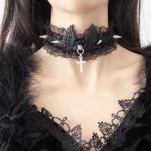 Load image into Gallery viewer, &#39;Tamed&#39; Goth Rivet Cross Leash &amp; Choker AlielNosirrah
