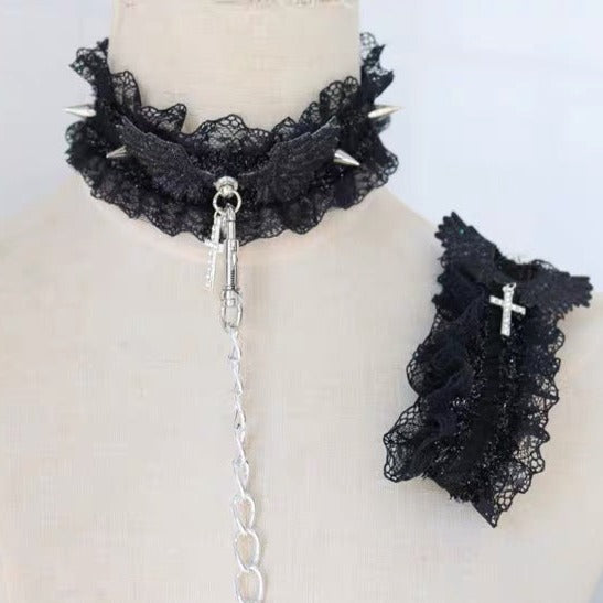 'Tamed' Goth Rivet Cross Leash & Choker AlielNosirrah