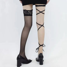 Load image into Gallery viewer, &#39;Tango&#39; Goth Strap Buckle Tights Socks AlielNosirrah
