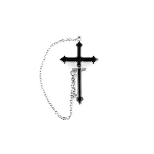 'Templar' Cross Drop Chained Earring - AlielNosirrah