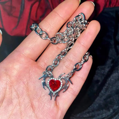 'Thorns & Love' Heart & Wings Shape Necklace AlielNosirrah