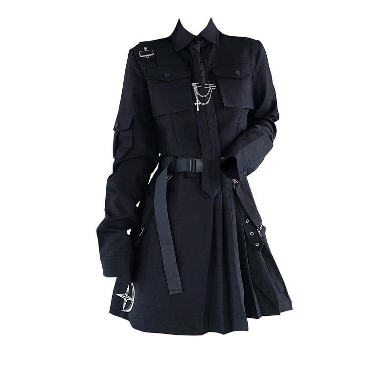 'Starmoon' Tie and Cross Autumn Gothic  Dress Set - AlielNosirrah