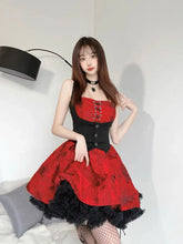 Load image into Gallery viewer, &#39;True Blood&#39; Red Embroidery Lace-Up Dress AlielNosirrah

