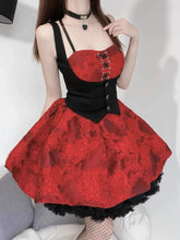Load image into Gallery viewer, &#39;True Blood&#39; Red Embroidery Lace-Up Dress AlielNosirrah
