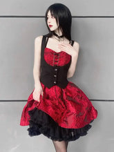 Load image into Gallery viewer, &#39;True Blood&#39; Red Embroidery Lace-Up Dress AlielNosirrah
