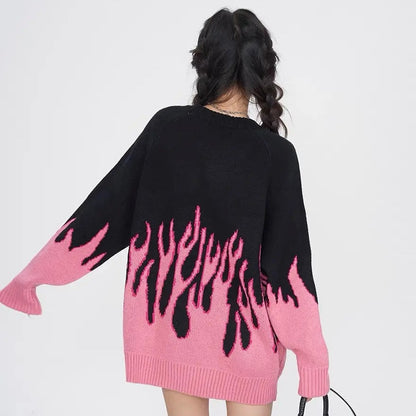 'Twin Flame' Oversized Flaming  Sweaters AlielNosirrah