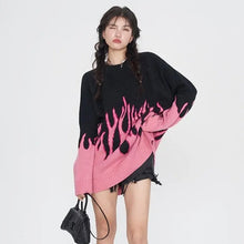 Load image into Gallery viewer, &#39;Twin Flame&#39; Oversized Flaming  Sweaters AlielNosirrah
