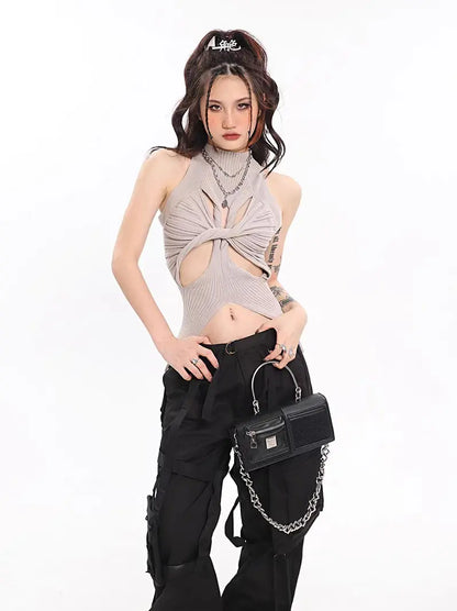 'Twisted Zone' Tech-wear Hollow Out Cami Top AlielNosirrah
