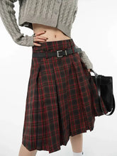 Load image into Gallery viewer, &#39;Vampire High&#39; Dark Red Checkerboard Skirt AlielNosirrah
