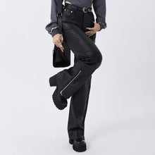 Load image into Gallery viewer, &#39;Vaping&#39; Punk Matte Pu Leather Zipper  Pants AlielNosirrah
