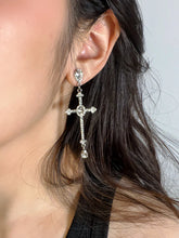 Load image into Gallery viewer, &#39;Vows&#39; Y2k Angelcore Rhinestone Cross Pendants Earrings AlielNosirrah
