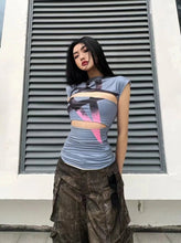 Load image into Gallery viewer, &#39;Waves&#39; y2k Blue Gradient Cutout Tank Top AlielNosirrah
