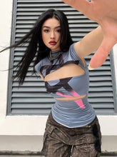 Load image into Gallery viewer, &#39;Waves&#39; y2k Blue Gradient Cutout Tank Top AlielNosirrah
